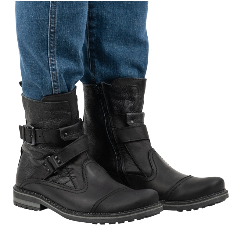 Olivier Botas de homem de pele Chelsea boots 82KZ pretas preto 2
