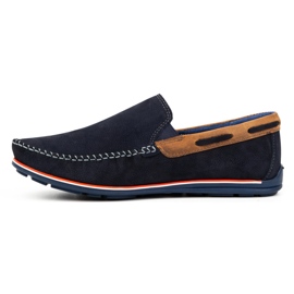 KOMODO Mocassins masculinos em couro 920K, azul marinho 1