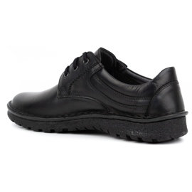 Kampol Sapatos masculinos clássicos 15KAM, couro preto 1