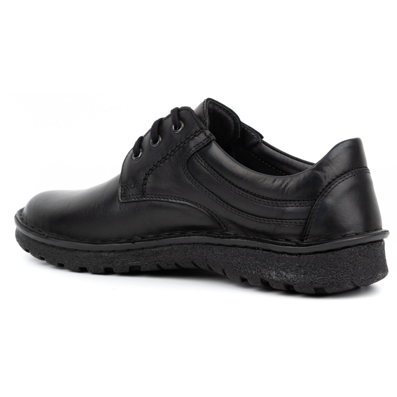 Kampol Sapatos masculinos clássicos 15KAM, couro preto 1