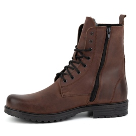 Polbut Botins militares poloneses masculinos, couro 2118S, marrom 1