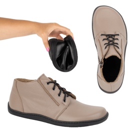 Olivier Sapatos femininos descalços de couro, levemente isolados, cano alto com zíper 787, bege 1 Olivier Sapatos femininos descalços de couro, levemente isolados, cano alto com zíper 787, bege 1