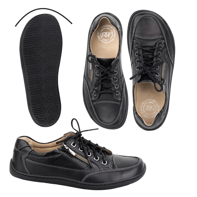 Sapatos de couro minimalista de pés descalços femininos Olivier 770 preto 1
