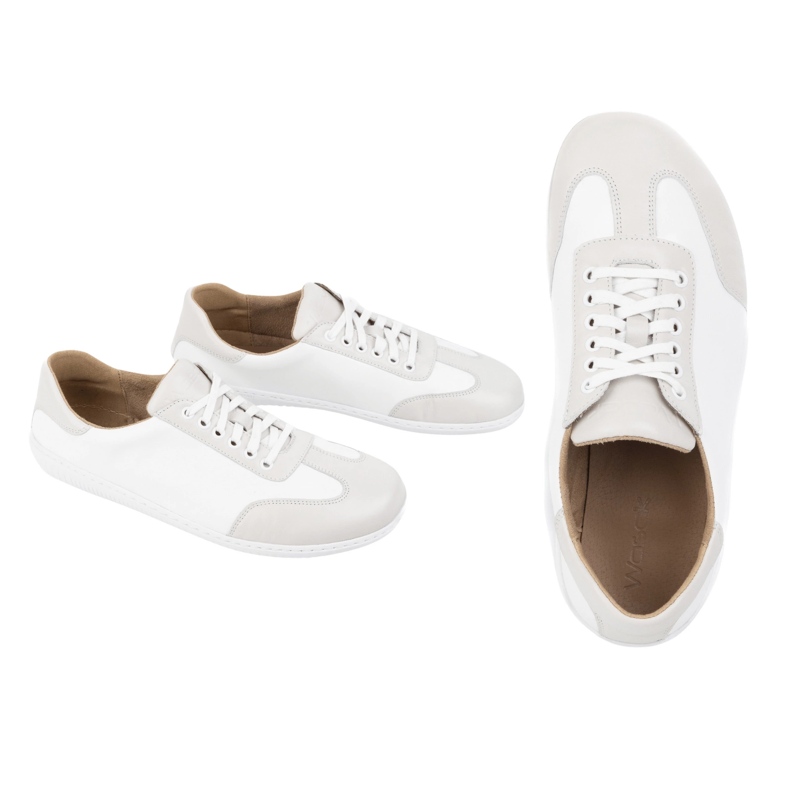 WASAK Sapatos de couro minimalista de pés descalços 0742w branco 1