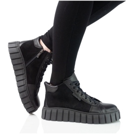 Sapatos de couro feminino Pollonus Black Face 5-1575-004 preto 2