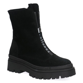 Trabalhadores de couro feminino Pollonus Black Velor 5-1601-001 preto 1