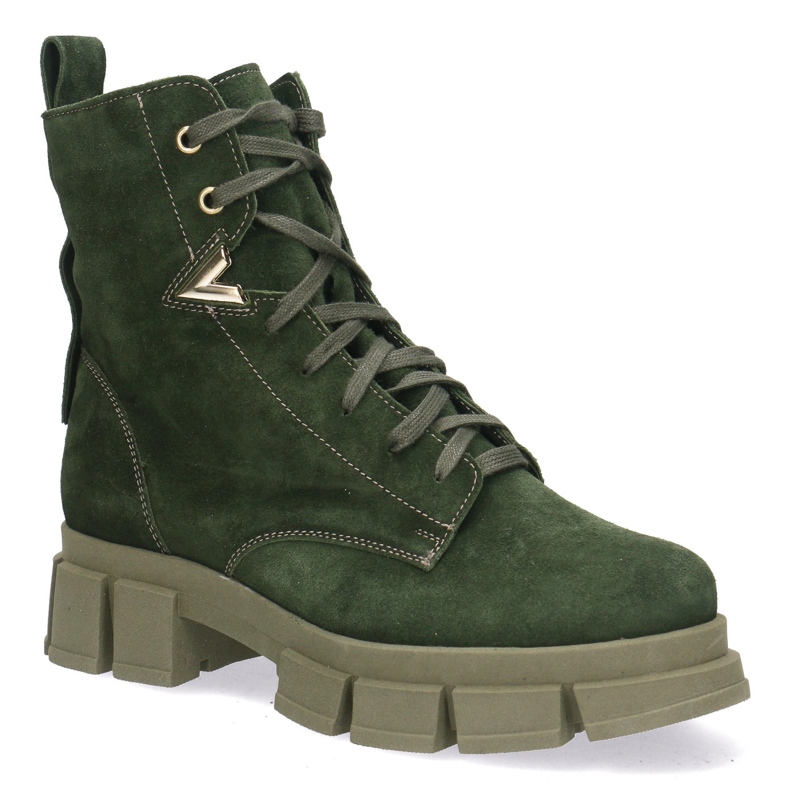 Polbut Botas de couro feminino Pollonus Green Velor 5-1583-004 verde 1