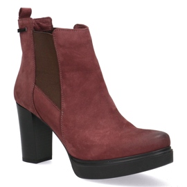 Polbut Salto alto de couro feminino Pollonus Borgonha 5-0871-011 vermelho 1