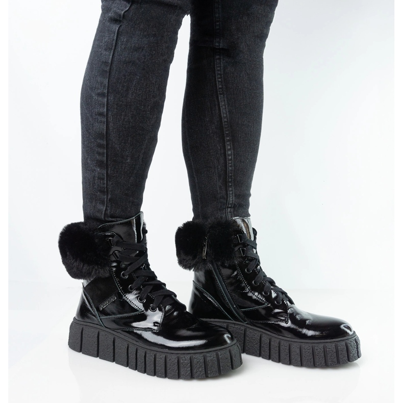 Peles de couro feminino Pollonus Black Arma 5-1574-001 preto 1