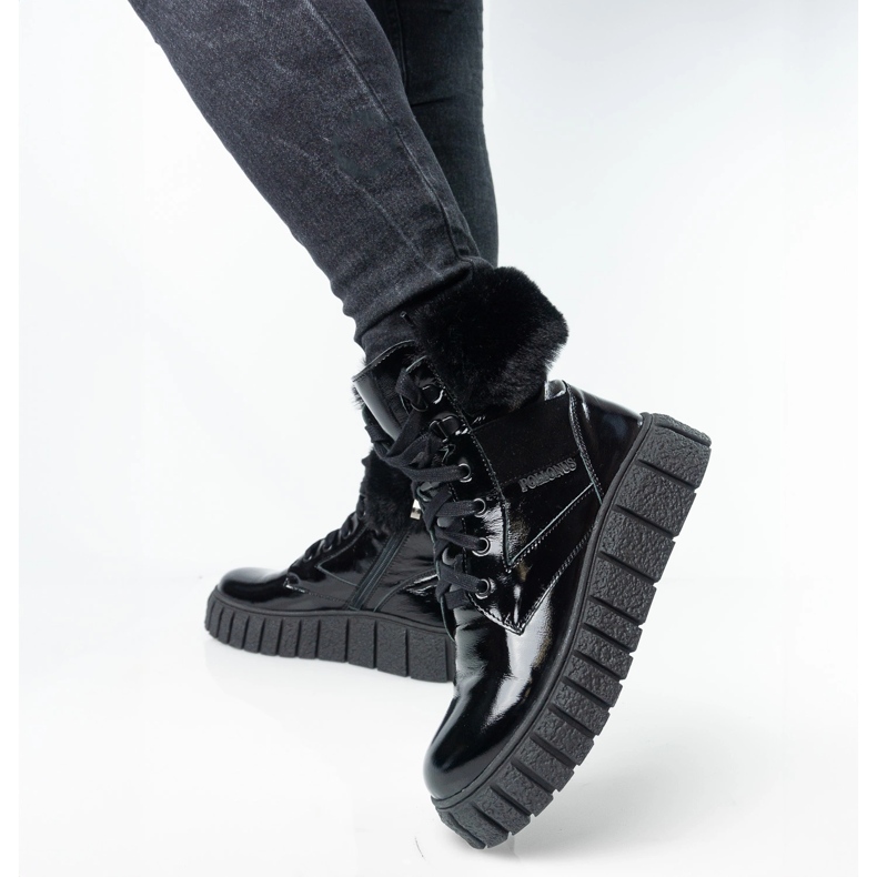 Peles de couro feminino Pollonus Black Arma 5-1574-001 preto 2