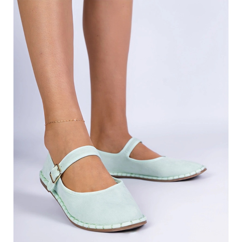 Bailarinas femininas verdes com fecho 1