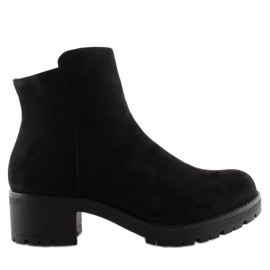 Botas femininas pretas com saltos largos preto 1