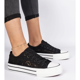 Tênis femininos do Black OpenWork preto 1