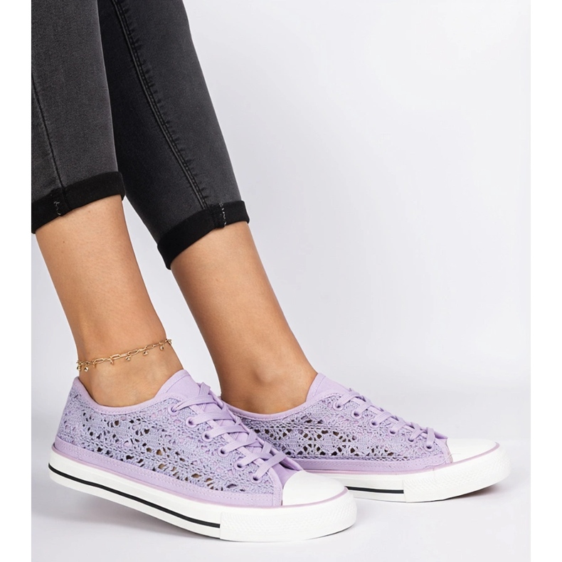 Violet OpenWork Sneakers femininos roxo 1