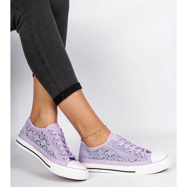 Violet OpenWork Sneakers femininos roxo 2