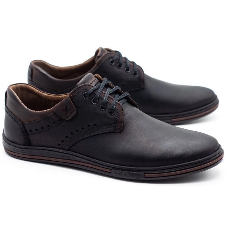 Polbut Sapatos de couro masculino casual 402 preto 2