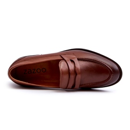 Mocassins de couro masculino Zazoo 1570/1 marrom 1
