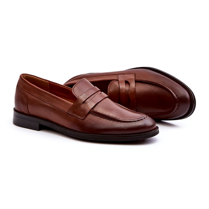 Mocassins de couro masculino Zazoo 1570/1 marrom castanho 2