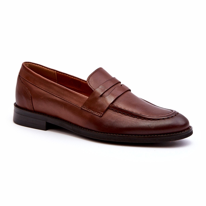 Mocassins de couro masculino Zazoo 1570/1 marrom castanho 3