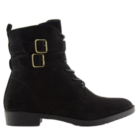 Botas com cadarço camurça preta H7187 preto 2 Botas com cadarço camurça preta H7187 preto 2