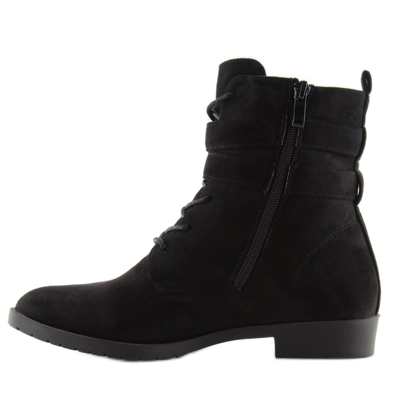 Botas com cadarço camurça preta H7187 preto 1