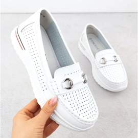 Sapatos de couro OpenWork, vinceza branco 95331 mocassins 1