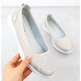 Ballerinas de couro OpenWork Comfort bege Vinceza 95323 1