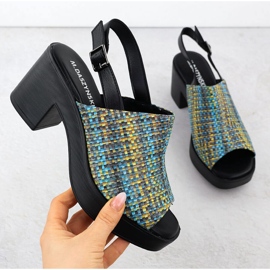 Sandálias femininas na trança M. Daszyński Post MR23126-7 azul 1