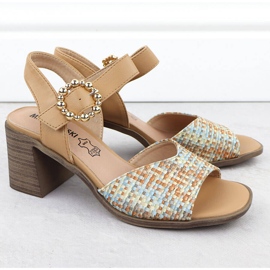 Sandálias femininas no pilar das tranças bege M. Daszyński MR24125-4 2