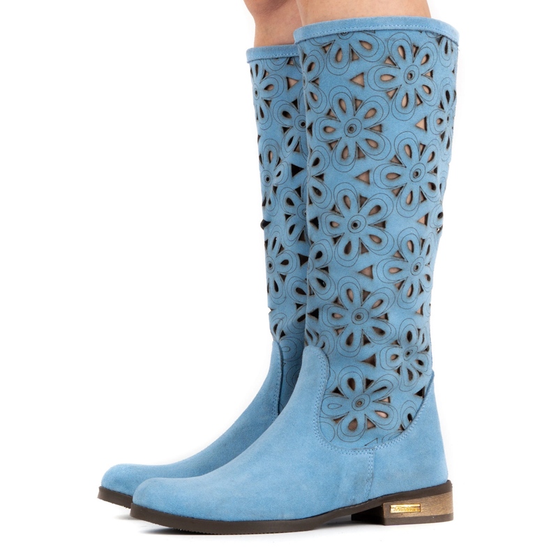 Olivier Botas femininas azuis perfuradas azul 2