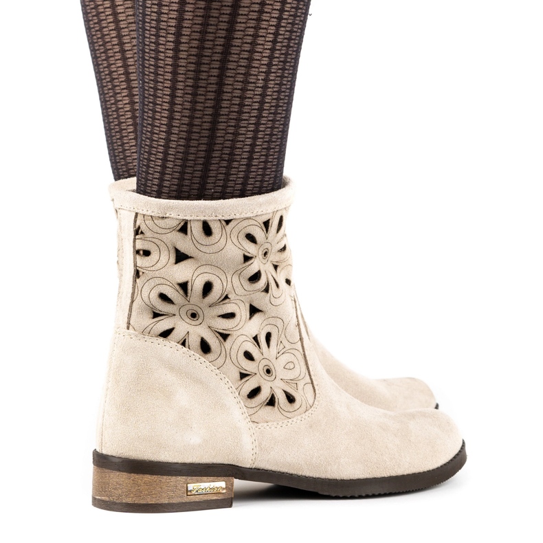 Olivier Botas confortáveis ​​Alice openwork bege claro 2