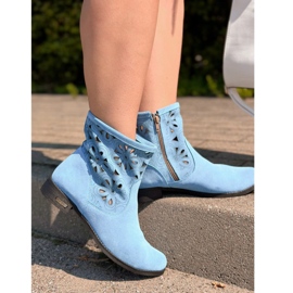 Olivier Botas Alice azuis com bordados confortáveis azul 2