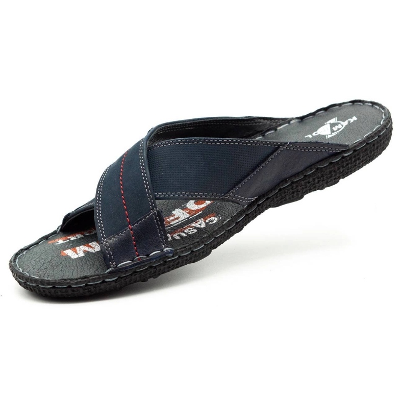 Kampol Chinelos de couro masculino 200 / N azul marinho 2