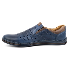 Polbut Sapatos de verão de homem em pele 401L azul marinho com castanho 2 Polbut Sapatos de verão de homem em pele 401L azul marinho com castanho 2