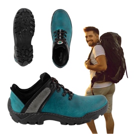 Olivier Sapatos masculinos de trekking em couro 311GT, turquesa verde 1