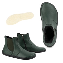 Olivier Botas femininas descalças Chelsea com zíper, isoladas 1263, verdes 2