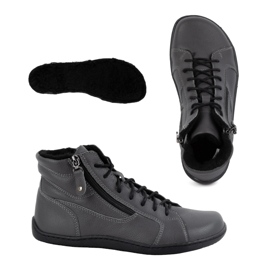 Olivier Sapatos femininos minimalistas de couro de inverno descalços 1261 cinza 1