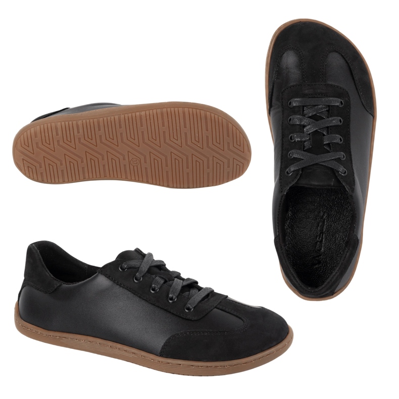 Sapatos descalços de couro minimalista wasak 0744w preto 2