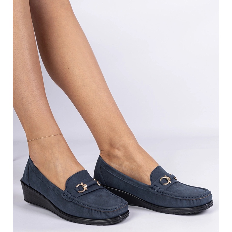 Mandes de cunha feminina da Marinha com acabamento fosco azul 2