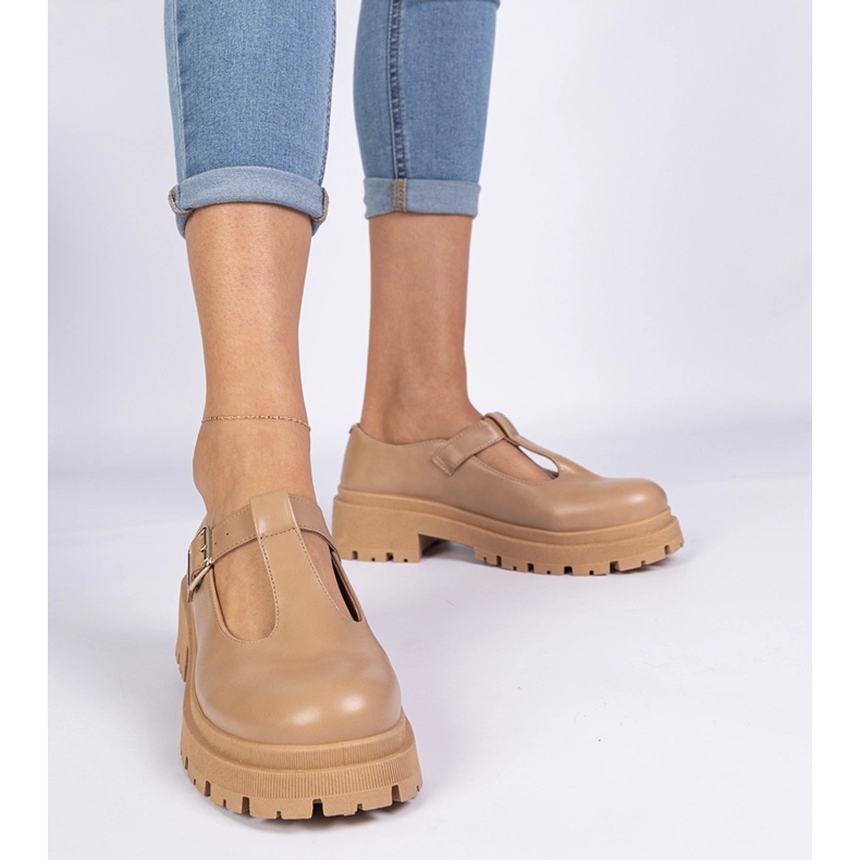 Sapatos marrons na plataforma Eco -Leather marrom 1