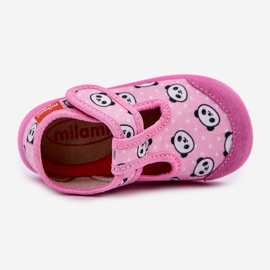 Chinelos infantis flexíveis com pandas rosa 2