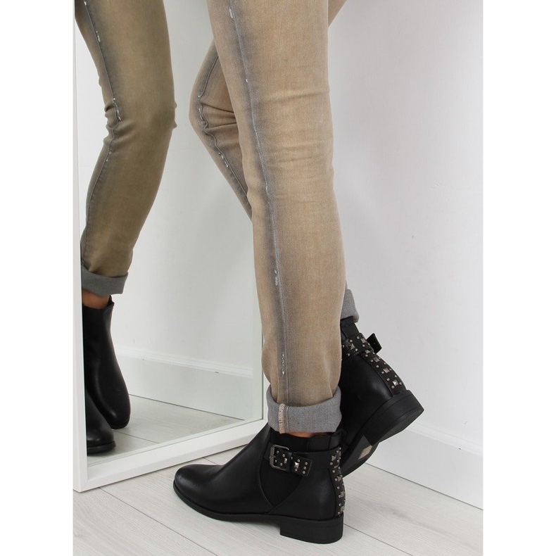 Botas Chelsea pretas com tachas pretas C532 pretas preto 1