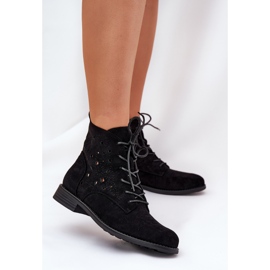 Botas de renda com um padrão de trabalho aberto S.Barski Hy51-136 Black preto 2