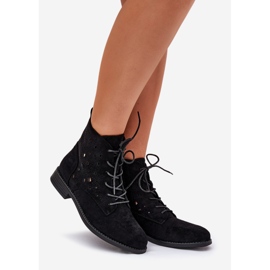 Botas de renda com um padrão de trabalho aberto S.Barski Hy51-136 Black preto 1