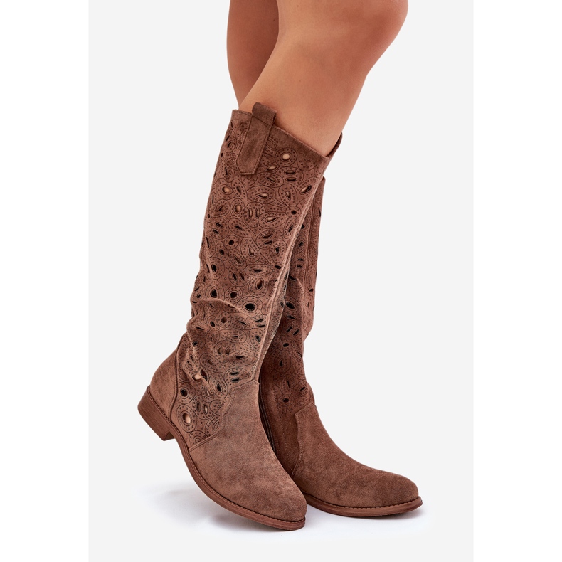 S.Barski OpenWork Saltos planos Hy51-176 Brown marrom 1
