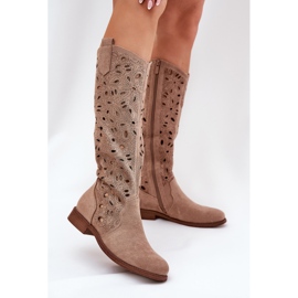 S.Barski OpenWork Saltos planos Hy51-176 bege 2