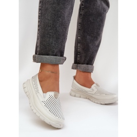 Evento São mocassins de couro claro 24pb18-6870 branco 2