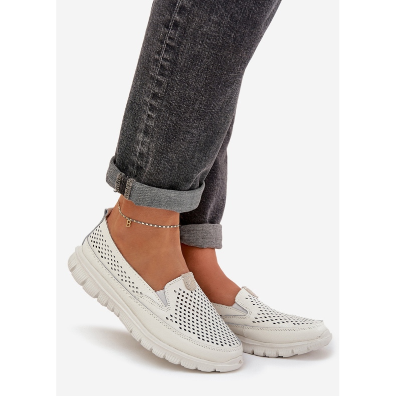 Evento São mocassins de couro claro 24pb18-6870 branco 1