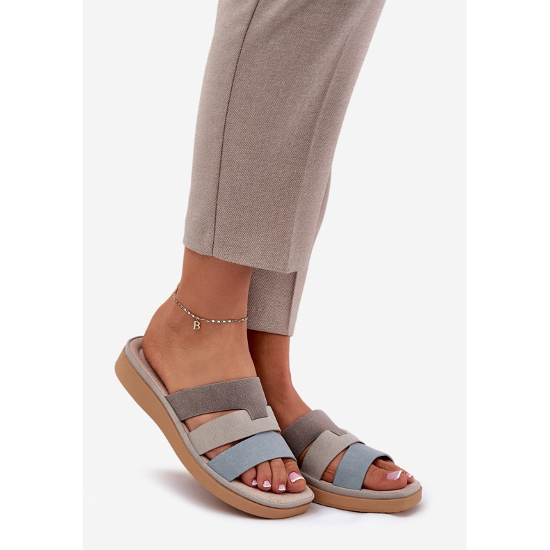 Flipers femininos de bege-azuis confortáveis 1