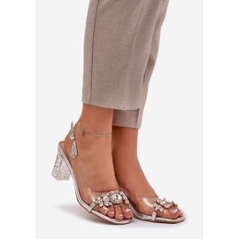 S.Barski Sandálias elegantes no poste com decorações de prata D&amp;A MR38-444 1